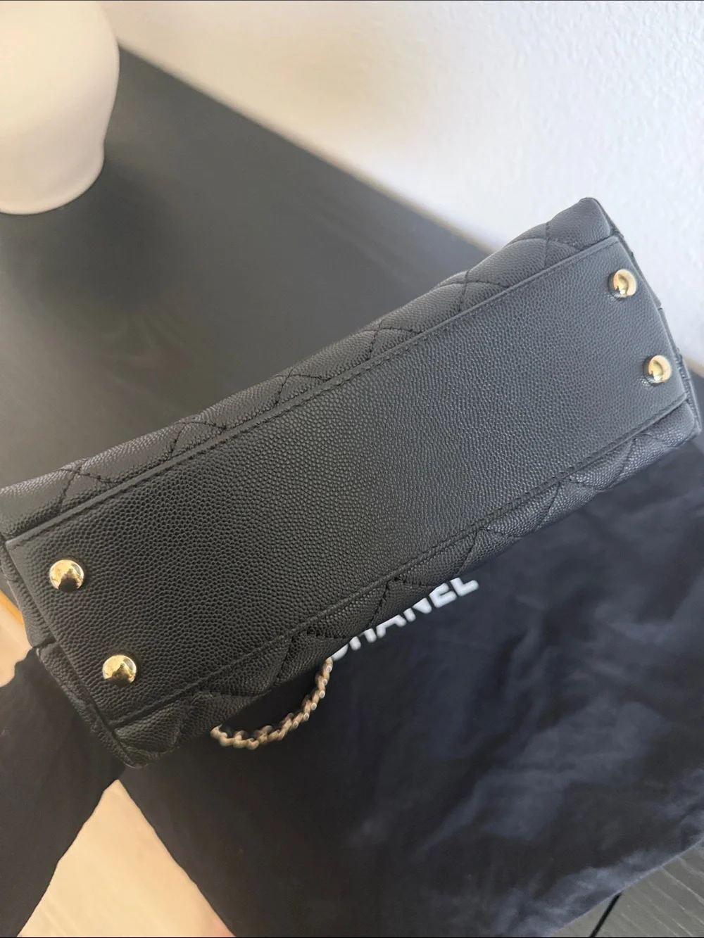 AUTHENTIC- CHANEL Black Caviar Leather Coco Bag